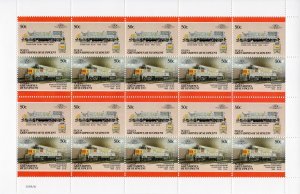 Bequia 1987 Locomotives #5 (8 Pairs) 8 Mini-Sheetlets SPECIMEN UNFOLDED MNH