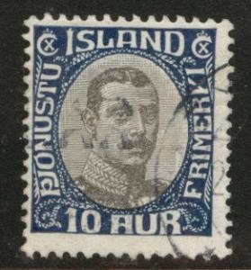 ICELAND Scott o43 used 1920 official stamp CV$1.10