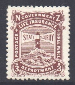 New Zealand Scott OY21 - SG L35, 1913 Life Assurance 3d MH*