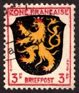 1945, Germany, French Occupation 3Fr,  Used, Sc 4N2