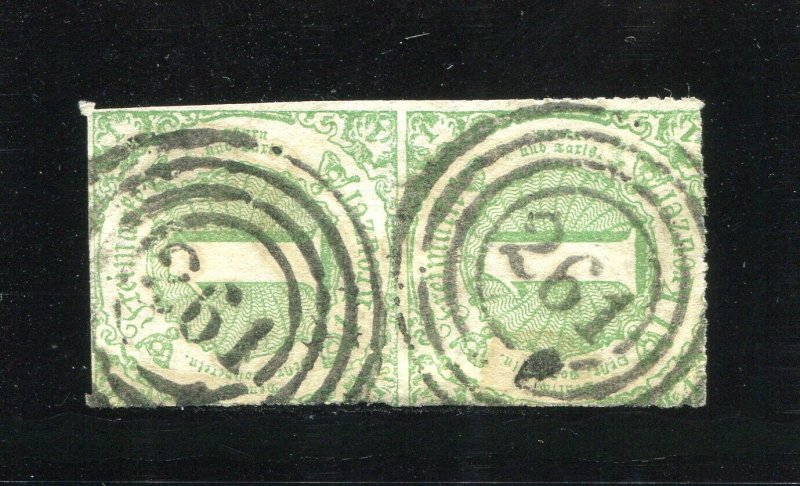 x439 - GERMANY Southern District 1865 Sc# 56 Used PAIR. Numeral Ring Cancel 261