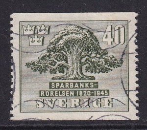 Sweden #367  used 1945 oak tree  perf. 12 1/2   Vert.  40o