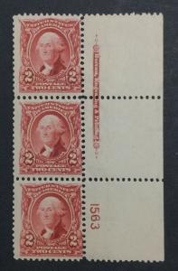 MOMEN: US #301 PLATE STRIP MINT OG NH #24809