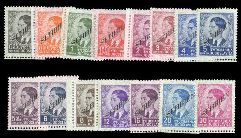 German WWII Occupation, Serbia #Mi. 31-45 Cat€120, 1941 Overprints, complet...