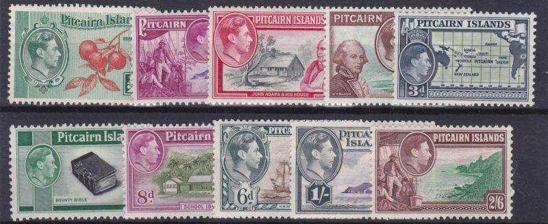 PITCAIRN ISLANDS  1940  S G 1 - 8  SET OF 10  MH CAT £75 NO4