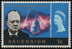 Ascension 96 - Mint-H - 1p Winston Churchill (1966) (cv $0.55)