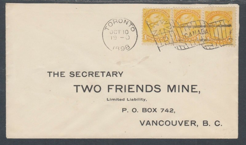 Canada Sc 35 on 1898 Cover, Toronto to Vancouver