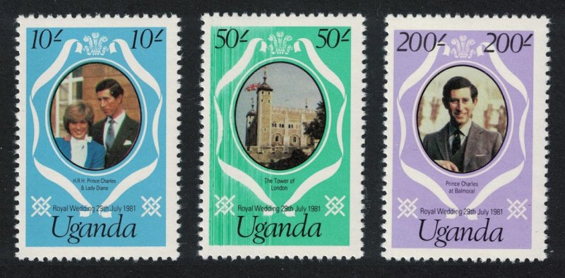 Uganda Charles and Diana Royal Wedding 3v reissue perf 12 SG#345-347