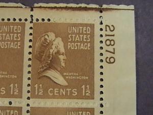 U.S.# 805-MINT/NEVER HINGED---UR- PLATE # BLOCK 4-PREXIE SERIES-1938(#a)