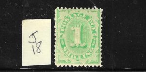 AUSTRALIA SCOTT #J18 1902-04 POSTAGE DUE 1SH - WMK 55- PERF 11.5 - MINT HINGED