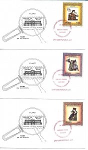 MEXICO 1987 PREHISPANIC CULTURES NATIVE AMERICAN 3 VALUES ON 3 COVERS FDC