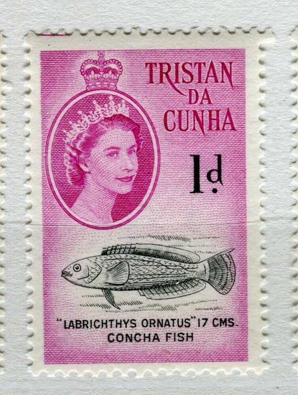 TRISTAN DA CUNHA; 1950s early QEII issue fine Mint hinged 1d. value