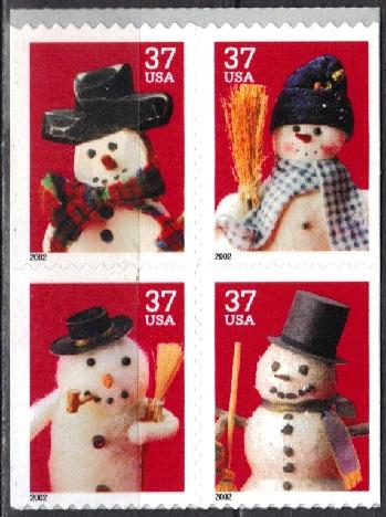 #3684-87, Blk-4. \Snowmen\, MNH. 37 cent(1)