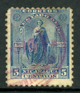 Nicaragua 1899 Seebeck 5¢ Justice Postally Used  B737 ⭐⭐⭐⭐⭐⭐