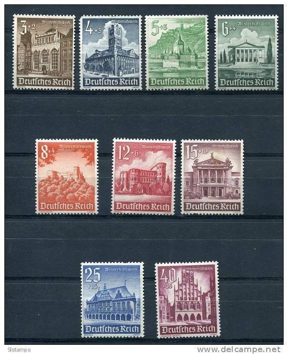 Germany 1940 Sc B177-185 Mi 751-759 Unused Buildings