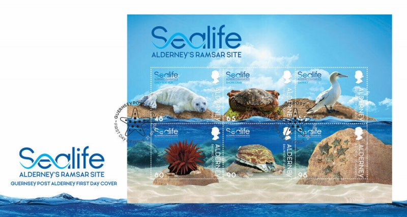 Stamps Alderney 2020. Marine life in the Primorsky Territory. Envelope of the fi