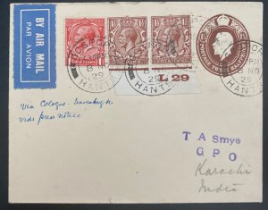 1929 Gosport England First Flight airmail Cover  To Karachi India Capt TA Smye