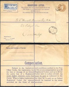 RP60 KGVI 5 1/2d Registered Envelope Size H Sans-Serif IMPRINT P A and Co Ltd U