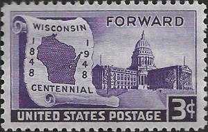 # 957 MINT NEVER HINGED WISCONSIN STATEHOOD 100TH ANNIV.