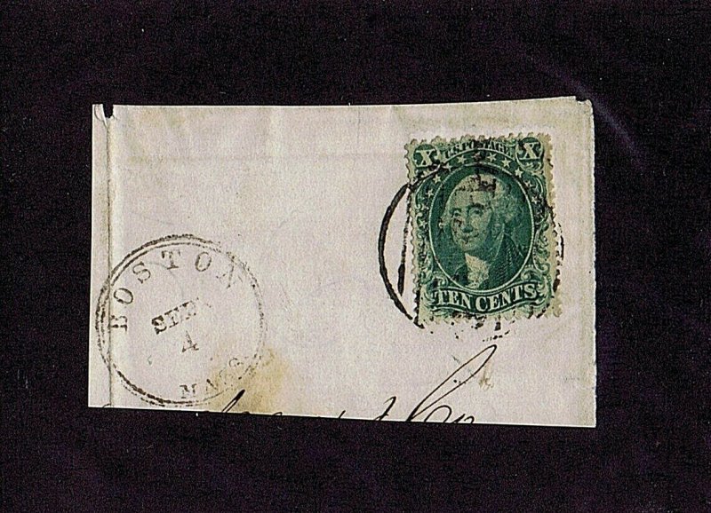  SC# 31 USED ON PIECE 10 CENT WASHINGTON, 1857, GRID CANCEL, 1983 PF CERT