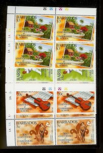 BARBADOS Sc#896-899 Complete Mint Never Hinged PLATE BLOCK Set