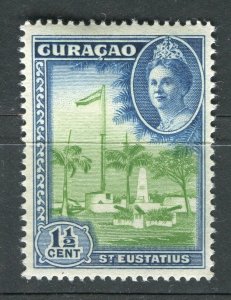 NETHERLANDS CURACAO; 1942 early Wilhelmina Airmail issue Mint hinged 1.5c. value