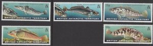 British Antarctic Territory #275-9 MNH set, various fish, issued 1999