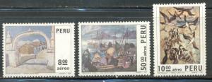 rN)1973, PERU, SCN C387- C389, PAINTINGS , 8 S, BRIDGE AT YA