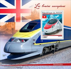 NIGER - 2022 - European Trains - Perf Souv Sheet - Mint Never Hinged