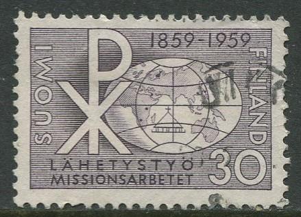 Finland - Scott 359 - Chrismon and Globe -1959- Used - Single 30m Stamp