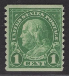 US Stamp #597 Coil 1c Franklin  MINT Hinged SCV $.30