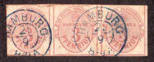 *KAPPYSstamps 16096 GERMANY HANOVER SCOTT 7a USED STRIP 3 VF-XF CV $3600