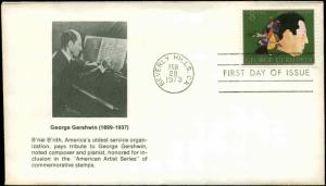 US FDC #1484 B'nai B'rith Cachet Beverly Hills, CA George Gershwin