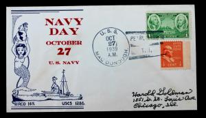 US Naval Cover USS MacDonough Navy Day Oct 1939 Pearl Harbor US #785,803