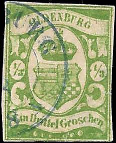 1861 OLDENBERG # 10a USED NHng CV$ 900 - APS CERTERFICATE - MINOR FAULTS