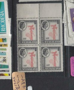 RHODESIA  & NYASALAND  (PP2303B)  QEII   1D  SG 19AB BL OF 4    MNH 