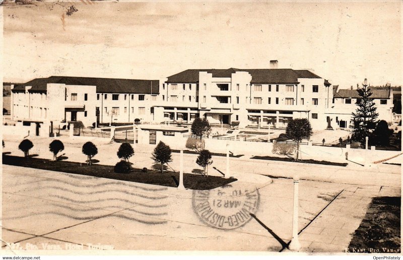 Puerto Varas Hotel postcard 1943 to Montevideo Hospital with Saltpeter stamp