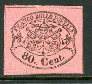 Italy 1867 Roman States 80¢ Black/Lilac Imperf Reprint Mint M741 ⭐⭐