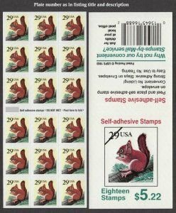 SCOTT  2489a  RED SQUIRREL 29¢  PANE OF 18  MINT NEVER HINGED