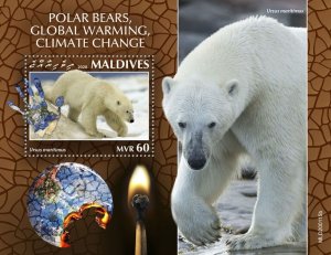 MALDIVES - 2020 - Polar Bears, Global Warming- Perf Souv Sheet-Mint Never Hinged