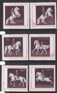 Austria-Sc#929a-f- id9-unused NH set-Horses-Spanish Riding School-1972-