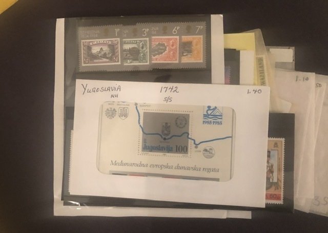 Lot of International Stamps In Glass Scenes Some Have Nice Value