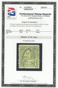 USA 597 - 1 cent Franklin Coil - PSE Graded Cert: XF 90 Used - Lockport CDS