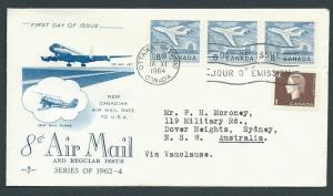 Canada  aircraft SG 540a  block of 3 and  527  FDC FU