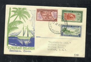 TOKELAU ISLANDS POSTAL HISTORY  SG 1-3 CACHETED FDC TO ENGLAND  PP0716H