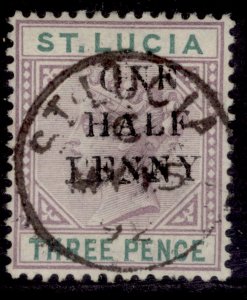 ST. LUCIA QV SG56, ½d on 3d dull mauve & green, FINE USED. Cat £29. CDS