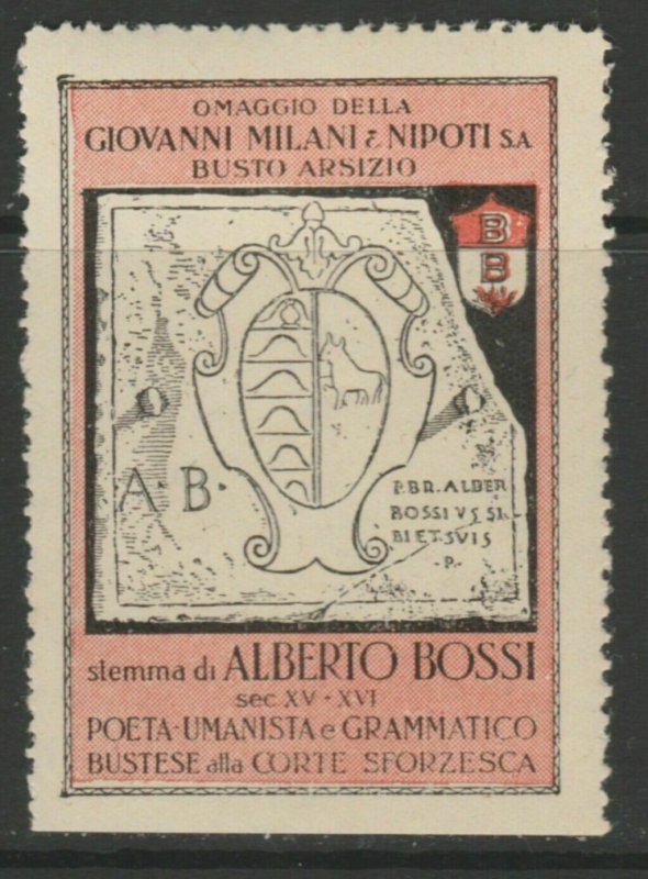 Giovanni Milani A. Bossi Poet Cinderella Poster Stamp Reklamemarken A7P5F851