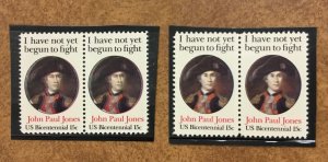 1789 John Paul Jones Error 2 Pairs color shift  1789 and 1789a 4 stamps 1979