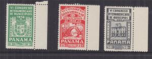 PANAMA, 1956 Congress of Municipalities set of 3, marginal lhm.