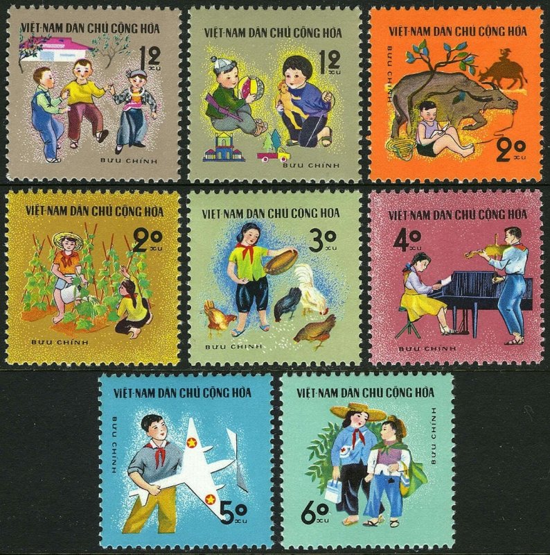 Vietnam 1970 MNH Stamps Scott 571-578 Children's Activities Toys Animals Music